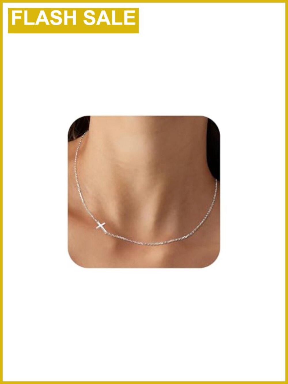 Sterling Silver Cross Necklace 14K Gold Plated Dainty Pendant Choker Women